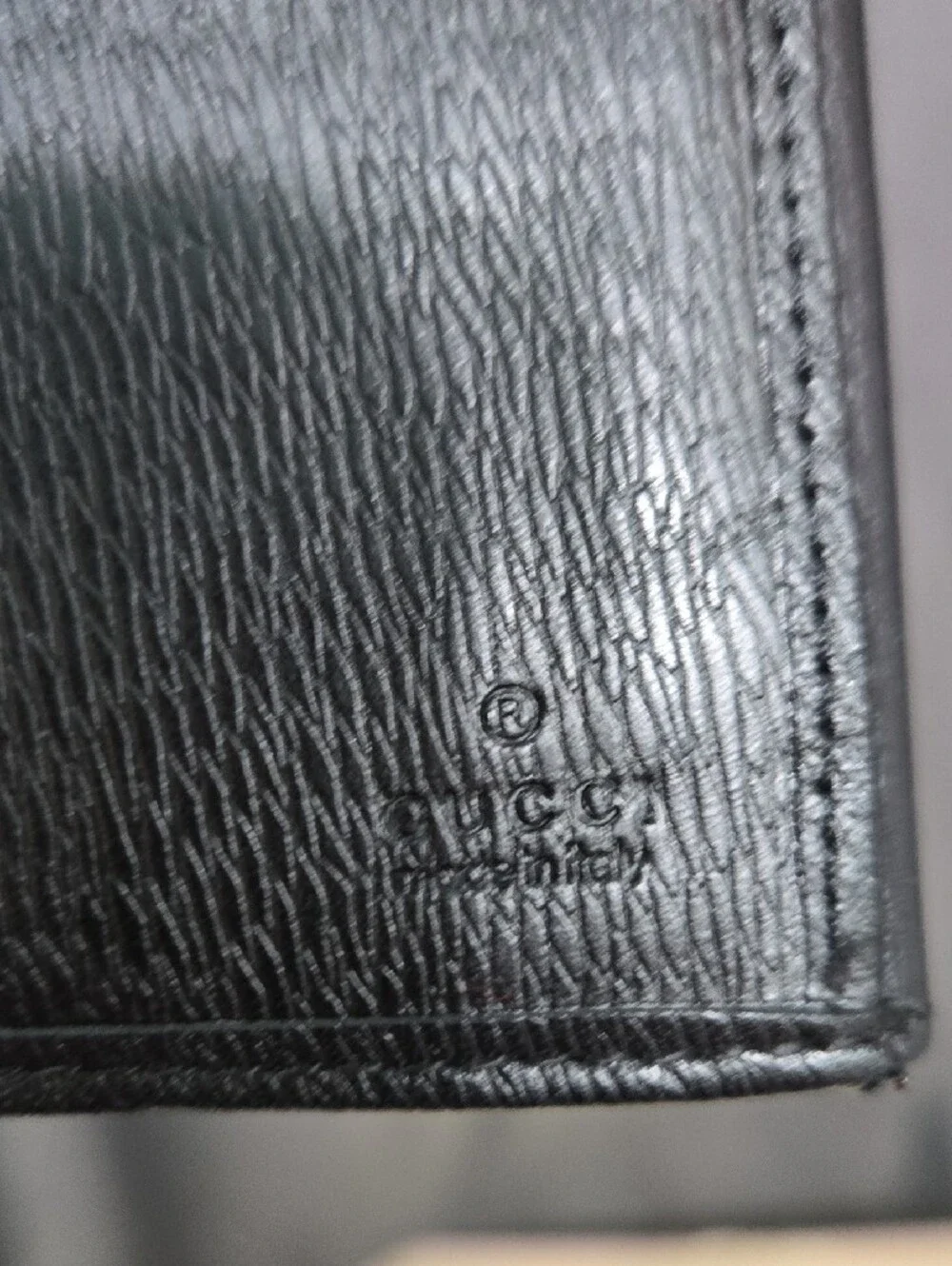 Gucci Black Leather Continental Wallet with Gunmetal Logo Plate